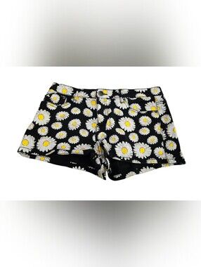 Hot Kiss Black Daisy Print Jean Shorts Size 13